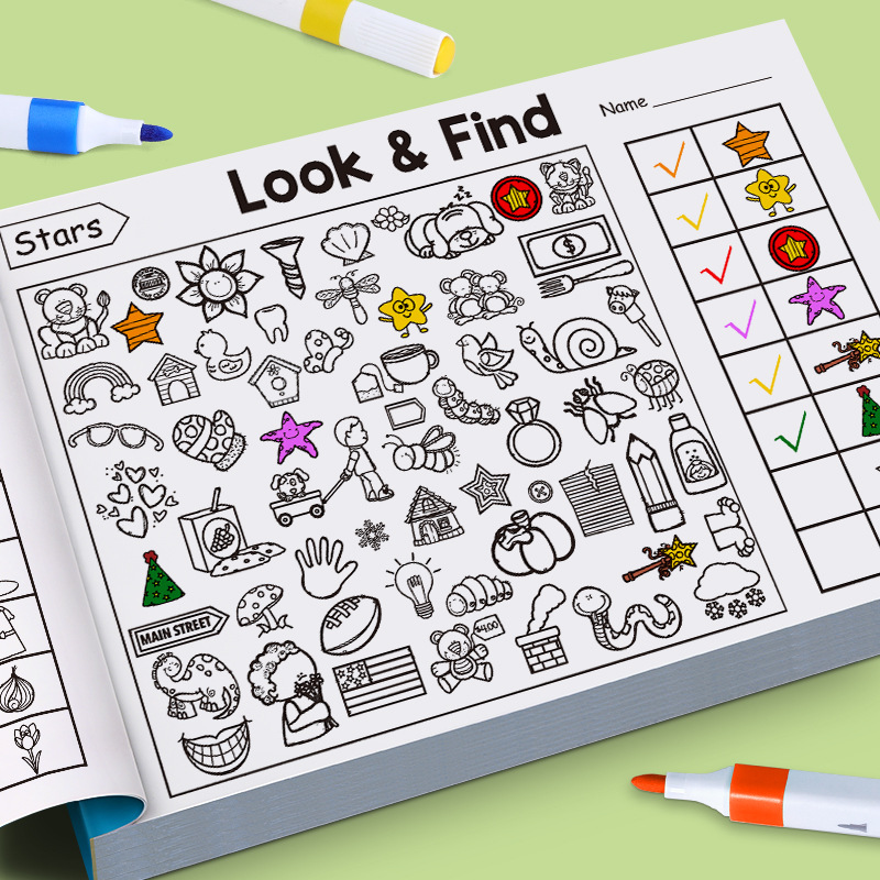Kids Education Laptop - Malbuch für versteckte Gegenstände für Kinder,