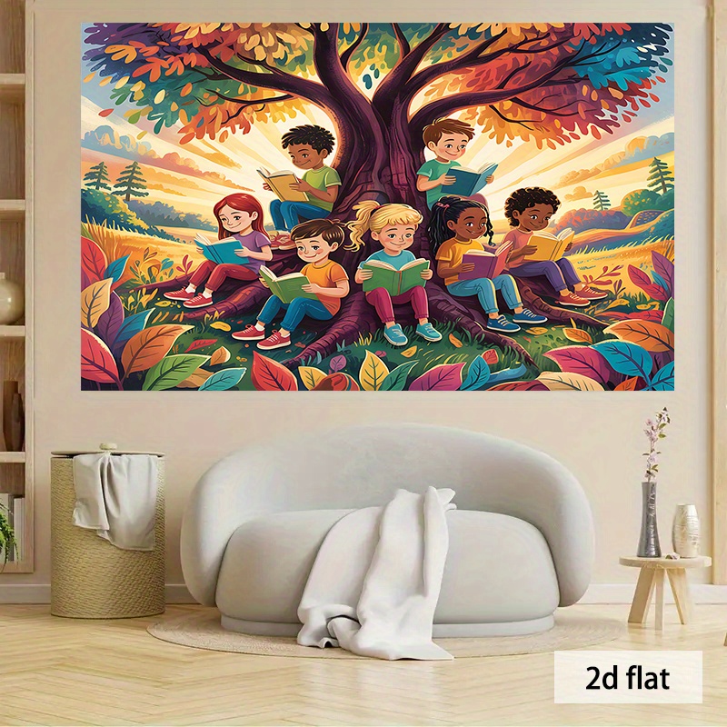 Kids Education Nursery - 2D Flache Illustration: Kinder, die unter