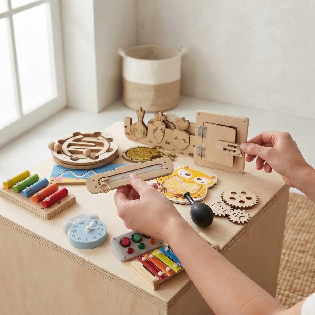 Kids Education Usa - Dinosaurier Busy Board Holz DIY Zubehör