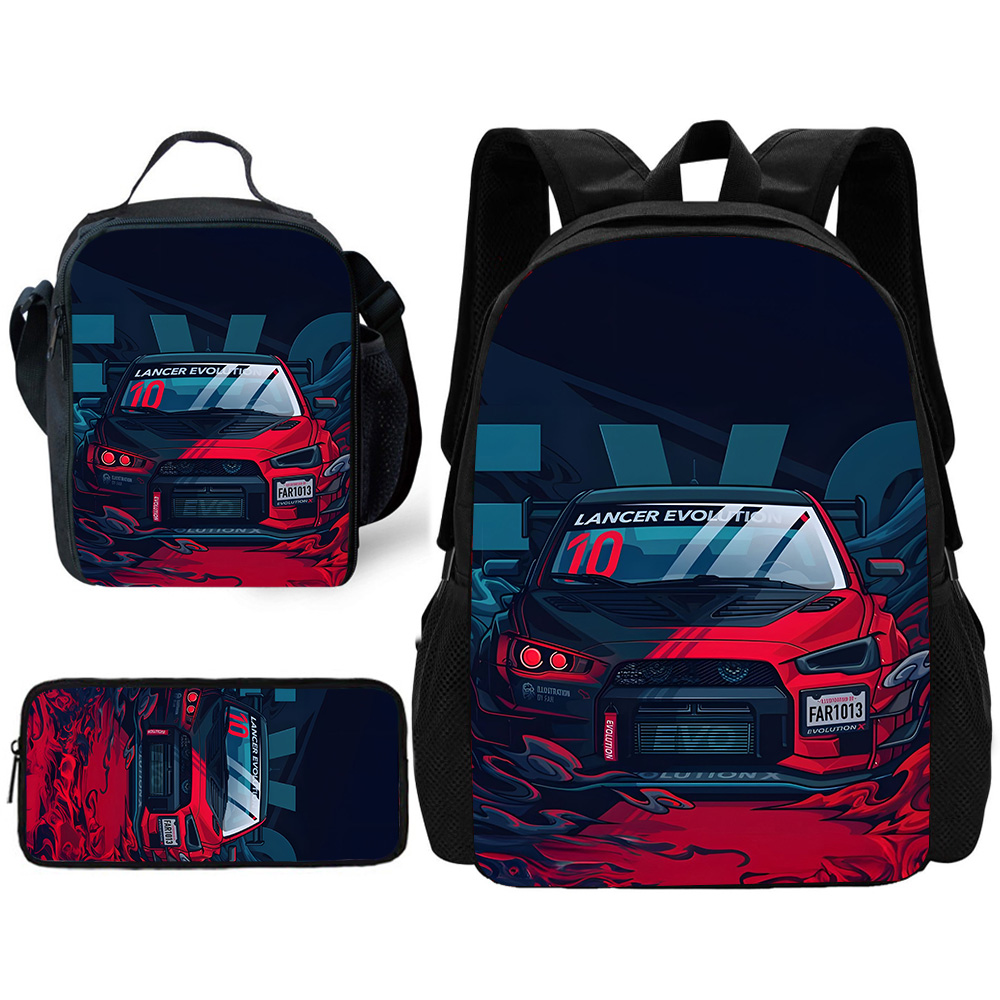 Kids Education School - Kinder-Schulmode, luxuriöser Sportwagen-Rucksack mit Lunchtaschen, Bleistiftbeuteln,