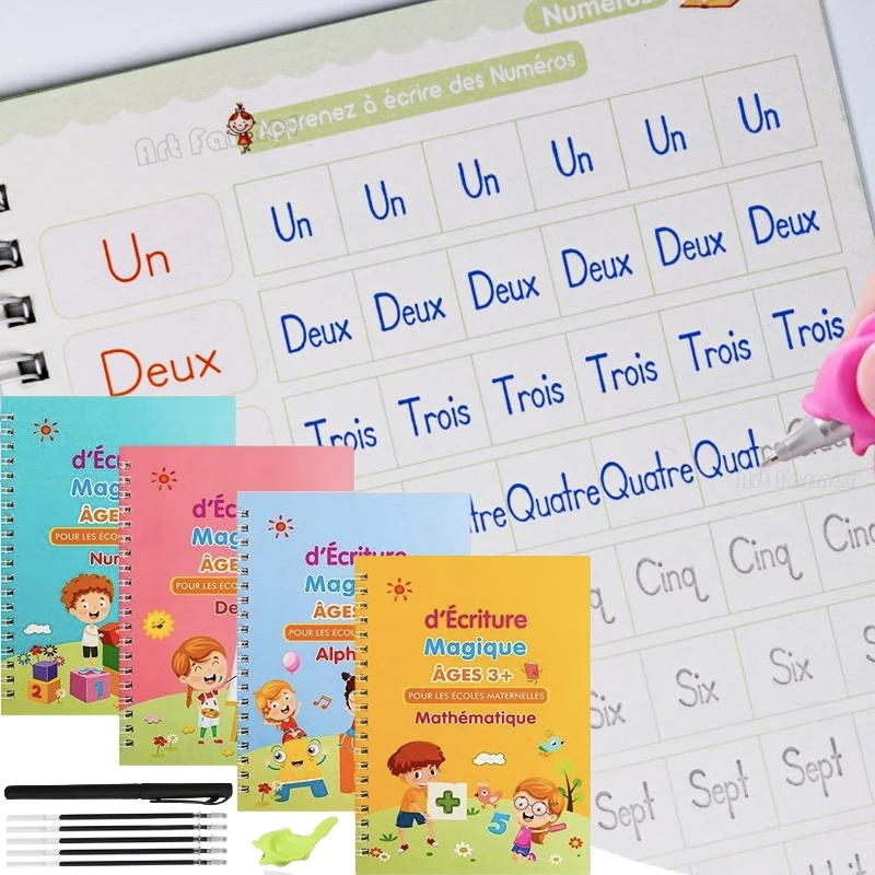 Kids Education Laptop - Magisches französisches Kopierbuch, Groove-Übungsheft, Kinder-Notizbuch, Lernzahlen,