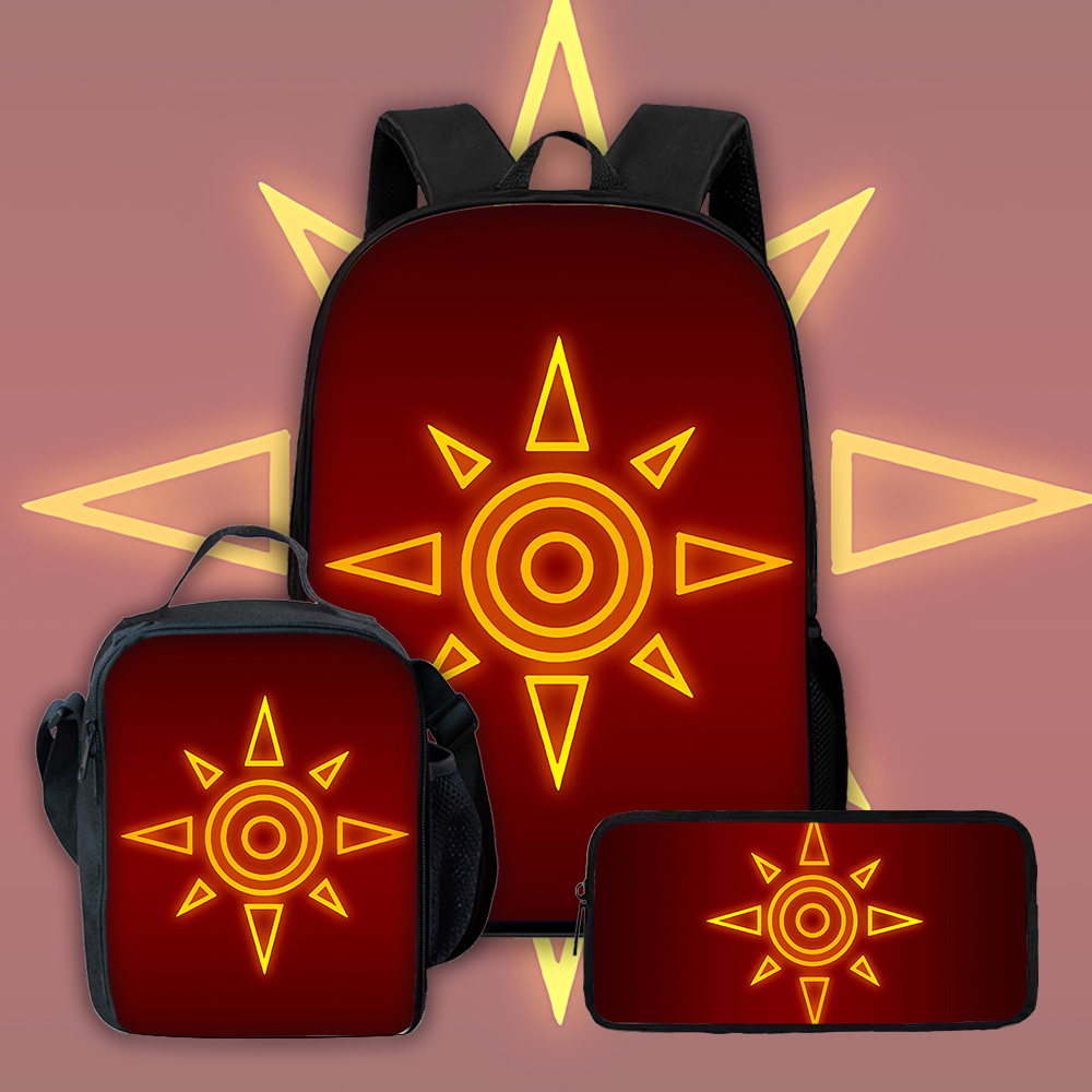 Kids Education School - Cartoon Digimon Kinder-Schulrucksack mit Lunch-Taschen, Bleistift-Taschen,