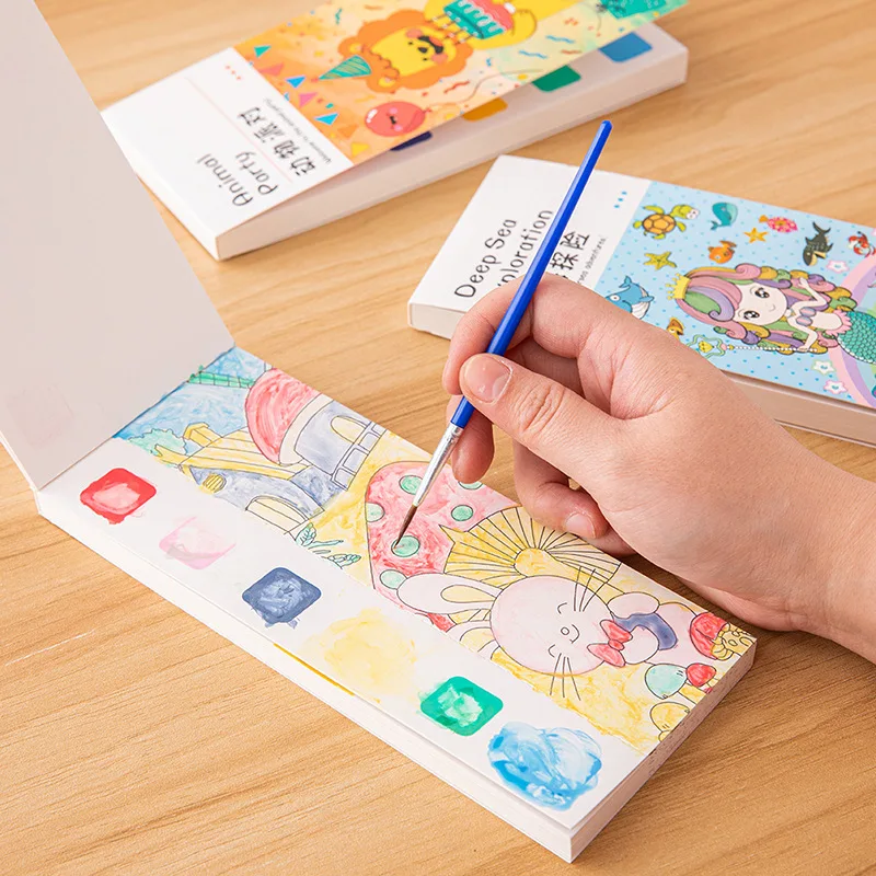 Kids Education Laptop - Tragbares Aquarell-Malbuch mit 20 Seiten, Malbücher