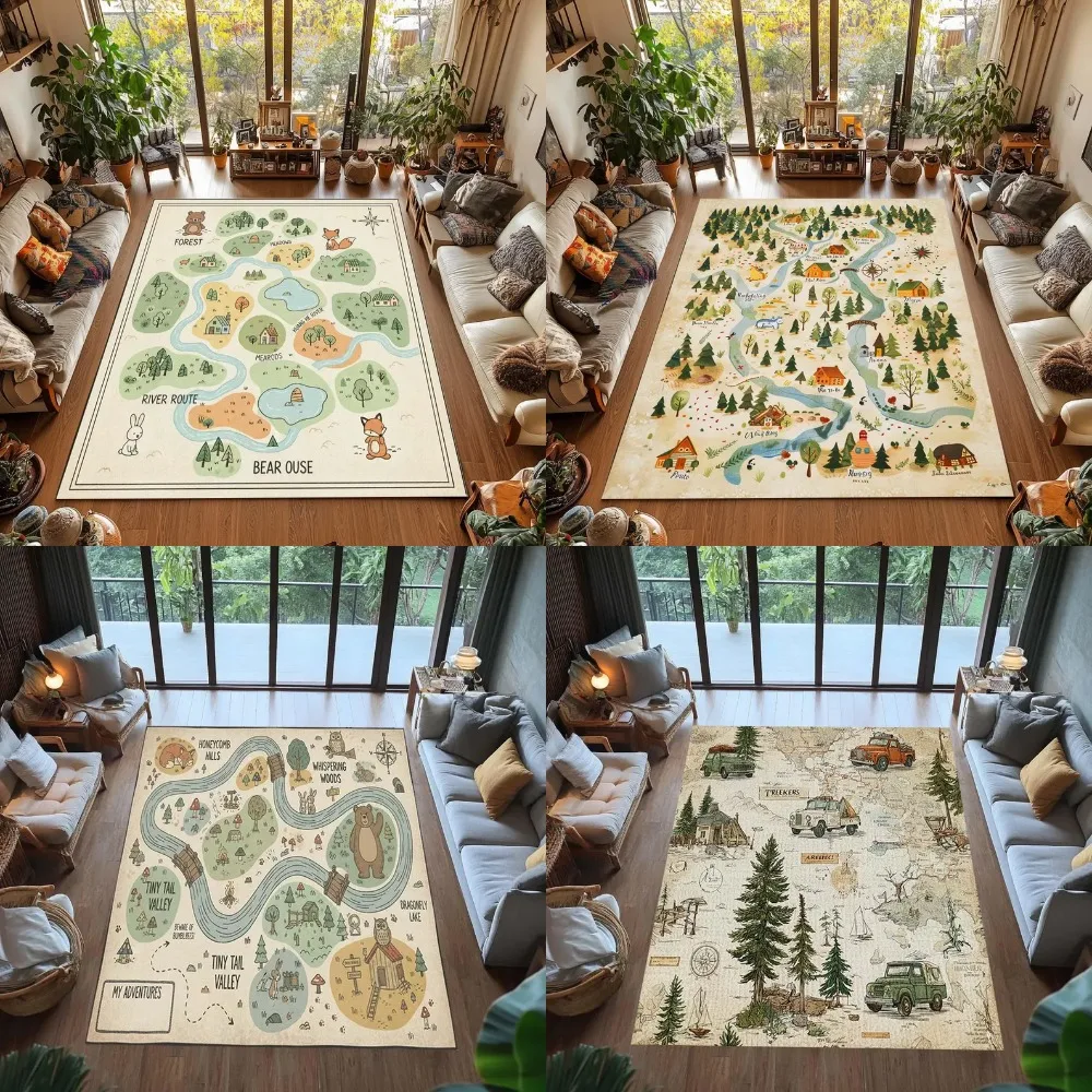 Kids Education Nursery - Lebhafter interaktiver Weltkarten-Teppich für Kinder, pädagogischer