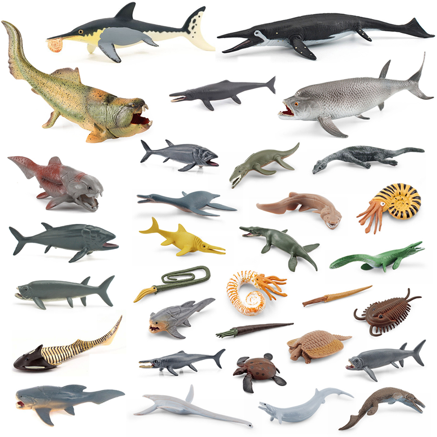 Kids Education Picture - Realistisches Dunkleosteus Ophthalmosaurus Xiphactinus Cephalaspis Prähistorisches