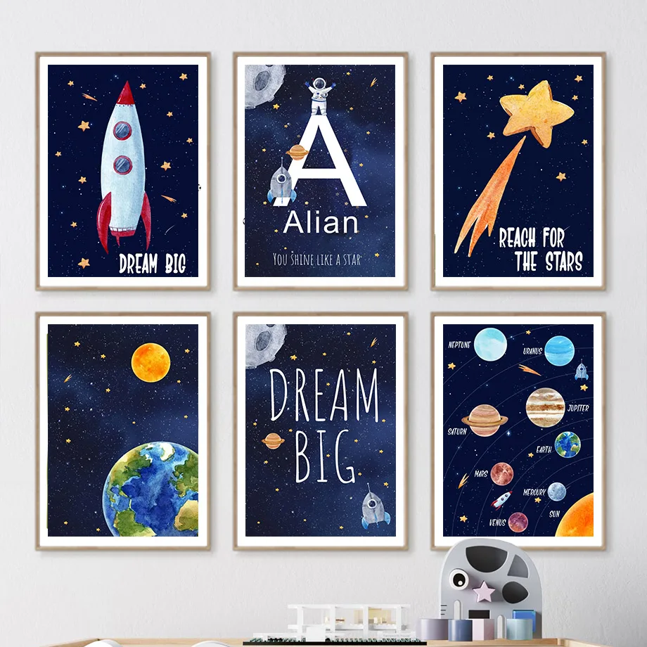 Kids Education Nursery - 1 Stück Leinwandbild mit individuellem Namen,