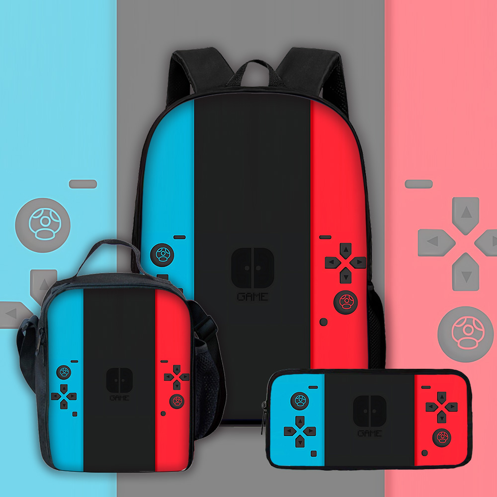 Kids Education School - Spielkonsolen-Schulrucksack für Kinder mit Lunch-Taschen, Federmäppchen,