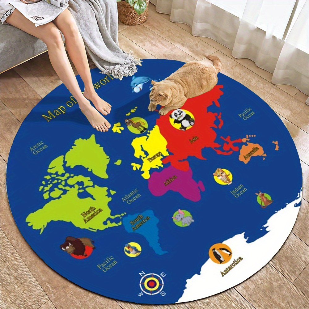 Weltkarten-Rundteppich aus Fla – Kids Education Nursery Bewertung und Preis