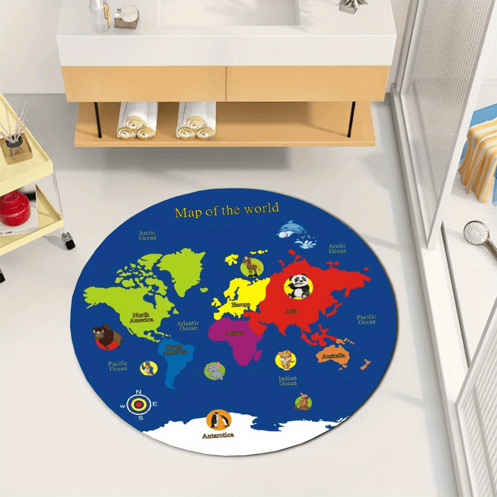 Weltkarten-Rundteppich aus Fla – Kids Education Nursery Bewertung und Preis