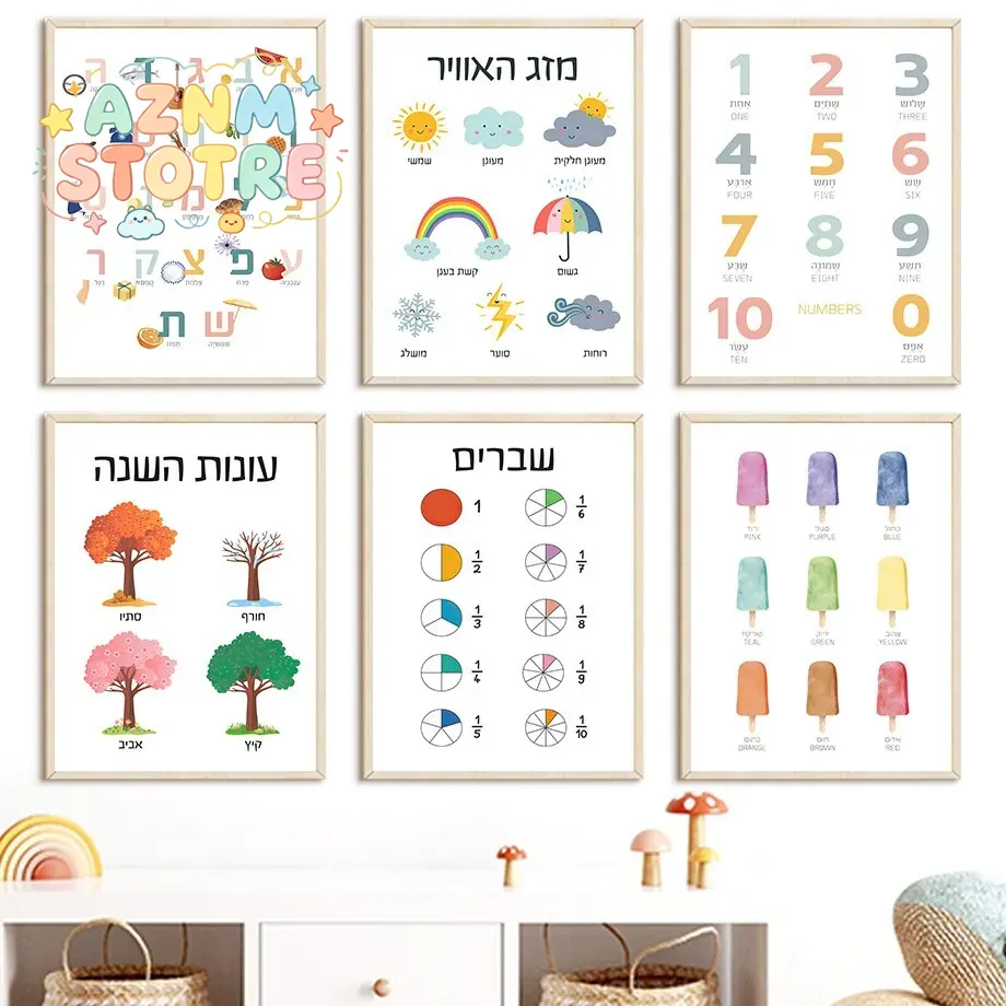 (2D-Leinwandgemälde) Hebräisch – Kids Education Nursery Bewertung und Preis